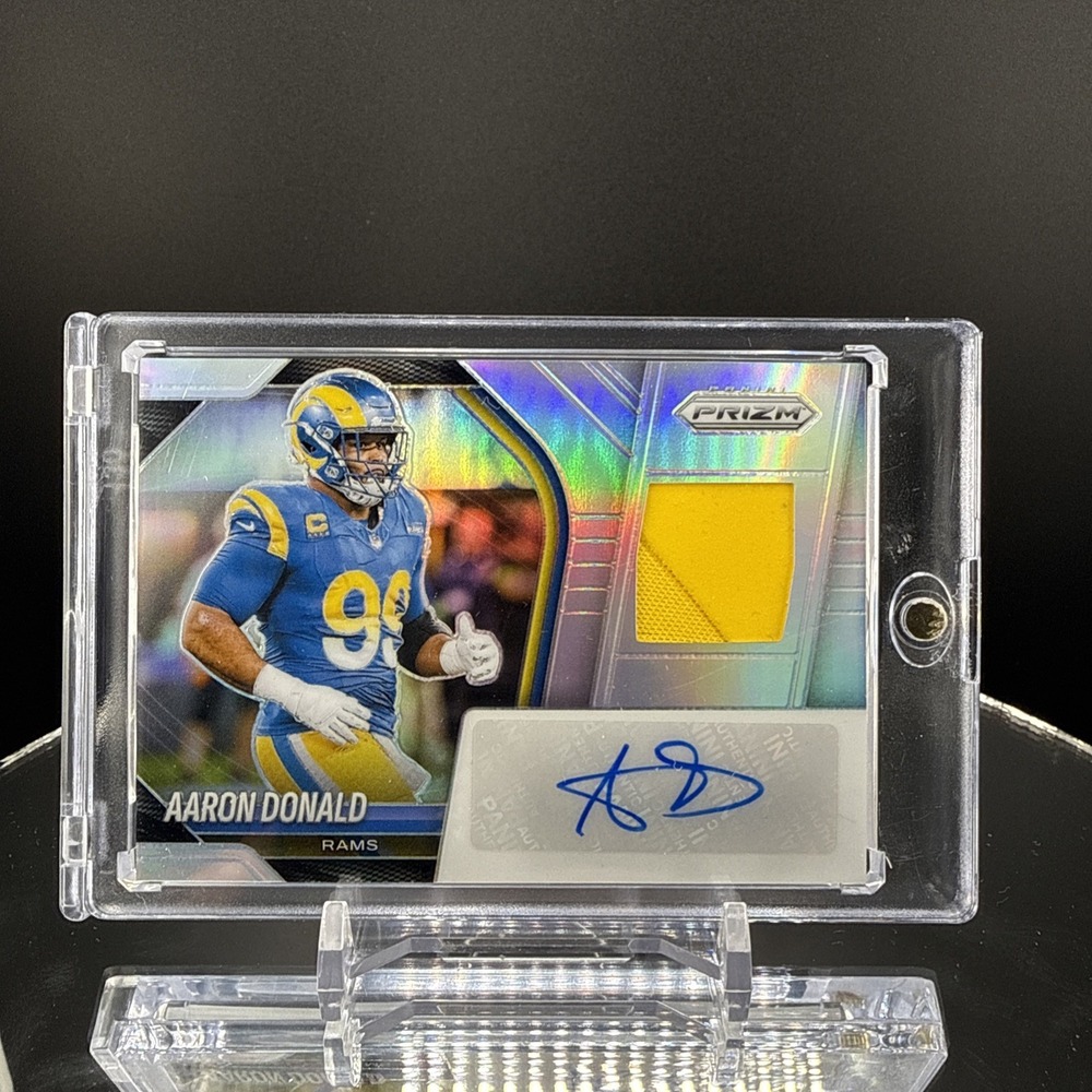 2025 Silver Prizm Patch Auto Aaron Donald /99 Rams Auto Mem #PAU-ADD
